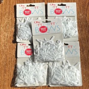 New 5 packs itty-bitty bows in white ribbon